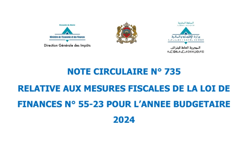 Note circulaire N° 735 relative aux mesures fiscales de la loi de finances n° 55 23 pour lannee bud